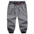 thumbnail image 2 of YUHAOTIN Big and Tall Sweatpants Men's Cotton Casual Sports Drawstring Zipper Three-Pocket Cropped Trousers,Dark gray, 2 of 5
