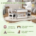 thumbnail image 5 of Kids Play Table Set 3PC Reversible Top Chalkboard Storage Bookshelf Gray Educational, 5 of 7