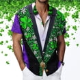 thumbnail image 5 of Men's St. Patrick's T Shirt Short Sleeve Lapel Button Down Printed Shirts Tops Green 2 M, 5 of 6