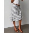 thumbnail image 6 of Black And White Striped Asymmetrical Wrap Knee-Length Skirt For Women, Casual Elegant Bodycon Flared Design, 6 of 7