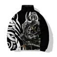 thumbnail image 4 of Chaquetas de hombre con estampado de guerrero de moda, abrigo de invierno para hombre, chaqueta de algodón con estampado de soldado del siglo pasado, abrigos largos acolchados para hombre, 4 of 4