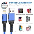 thumbnail image 5 of OIITH 3Pack I-Phone Charger 10ft Cord Lightnin Fast Charging Cable for I-Phone , i.Pad - Blue, 5 of 6