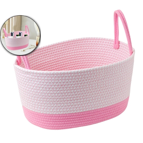 VQPeo Laundry Basket, Woven Cotton Rope Laundry Hamper, Woven Basket, Large Blanket Basket for Living Room, Storage Basket for Organizing