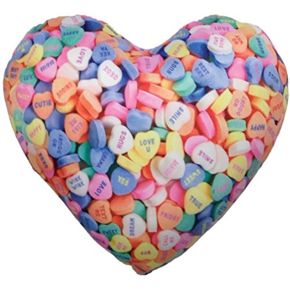 iscream Good Lovin' Candy Hearts Print Heart Shaped 16.5" Microbead