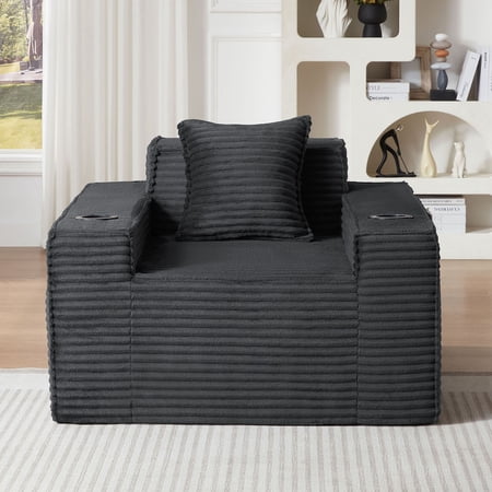 S-HOME 1 Seater Sofa No Assembly Required, Comfortable Boneless Couch for Small Spaces and Stylish Offices
