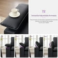 thumbnail image 5 of Coewske  122'' Black Faux Leather Sectional Sofa Set 3-Seater Sofa & Chair Set w/ Adjustable Armrests, 5 of 5