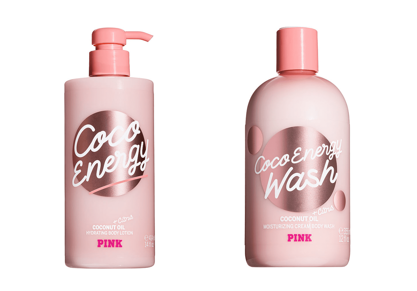 Victoria's Secret Pink Coco Energy Coconut Oil+Citrus Hydrating Body Lotion and Cream Body Wash Set of 2 - Walmart.com