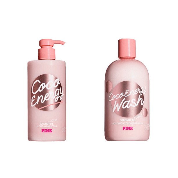 meer tobben room Victoria's Secret Pink Coco Energy Coconut Oil+Citrus Hydrating Body Lotion  and Moisturizing Cream Body Wash Set of 2 - Walmart.com