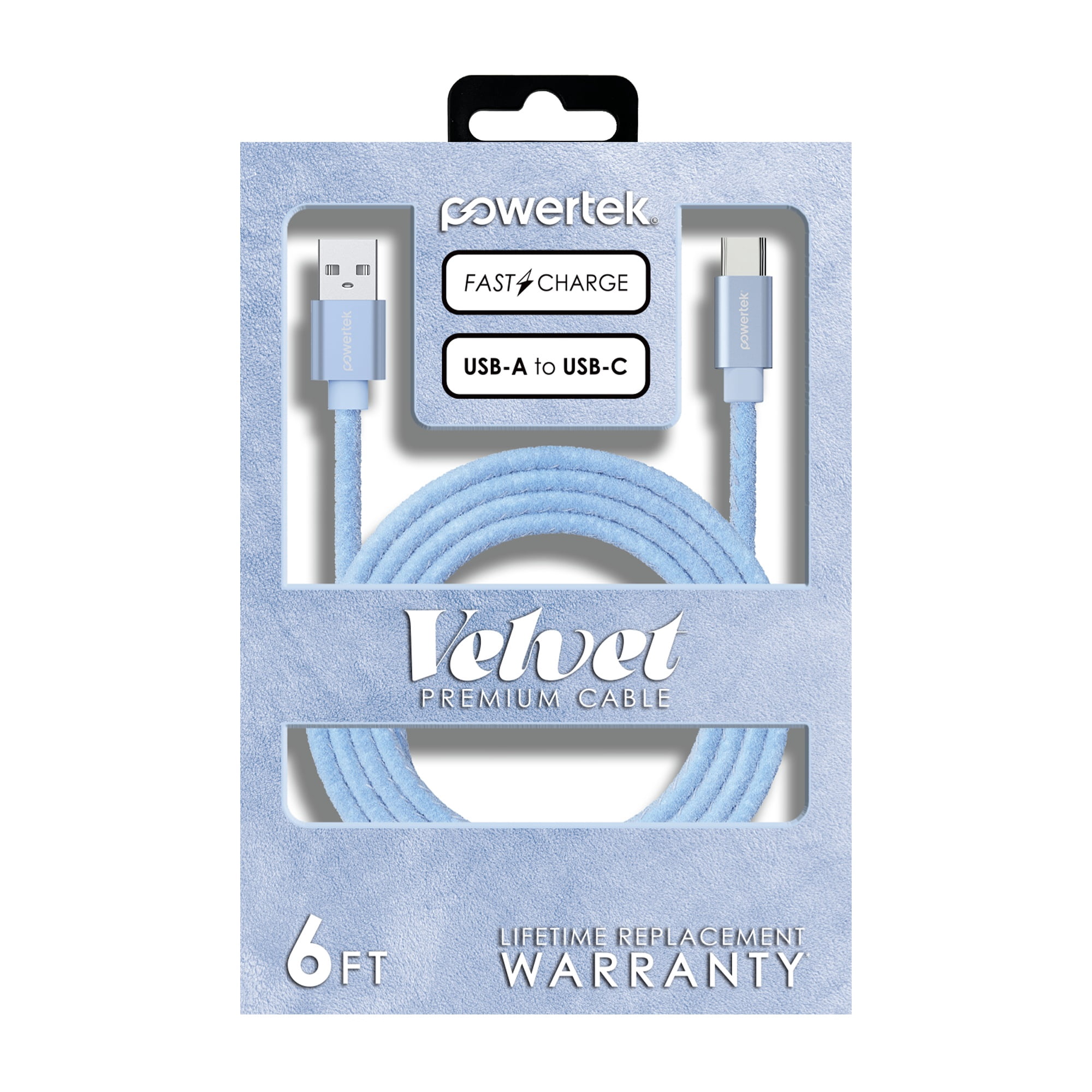 Liquipel Powertek Pastel Velvet USB-A to USB-C - Blue
