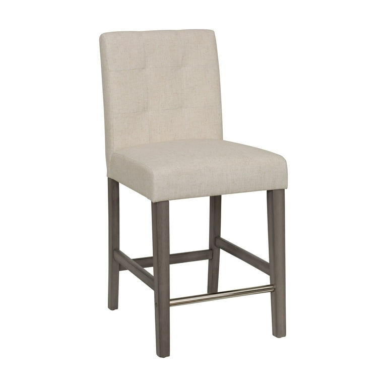 CorLiving Leila Beige Counter Height Bar Stool with Tufted Back