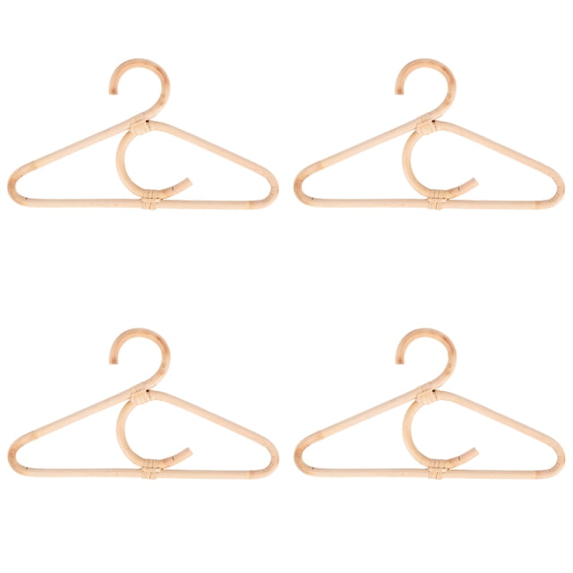 4X Rattan Clothes Hanger Style Kids Garments Organizer Rack Children Hanger Kids Room Decoration Hanger for Clothes
