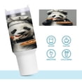 thumbnail image 6 of 40 oz Tumbler with Handle and Straw Lid Panda Chef Hold Pizza Insulated Vacuum Water Bottle Stainless Steel Travel Cup, 6 of 8