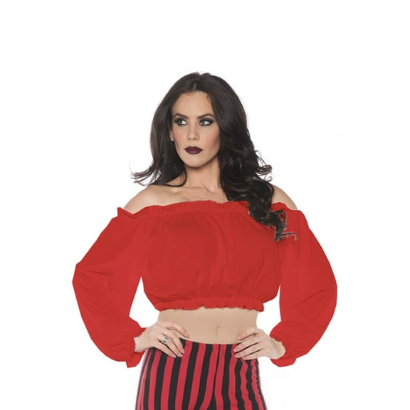 Pirate Crop Top Blouse Red Adult Costume