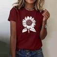 thumbnail image 2 of womens tops,Women T-Shirt Casual Cute Tops Graphic Tee Crew Neck Short Sleeve Sunflower Print Loose Summer Tops Tshirts, 2 of 5