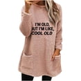 thumbnail image 3 of Jinhomg Oversized Fleece Pullover for Women Plus Size Thermal Cozy Long Sleeve Sweatshirts Trendy Letter Print Loungewear Tunic Tops with Pockets Pink XXXL, 3 of 5