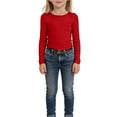 thumbnail image 4 of Hudaneo Girls Long Sleeve Tees Girls' Soft T-Shirts Kids Basic Crewneck T-Shirts Top for Teen Youth Girls, Red 11-12Y, 4 of 7