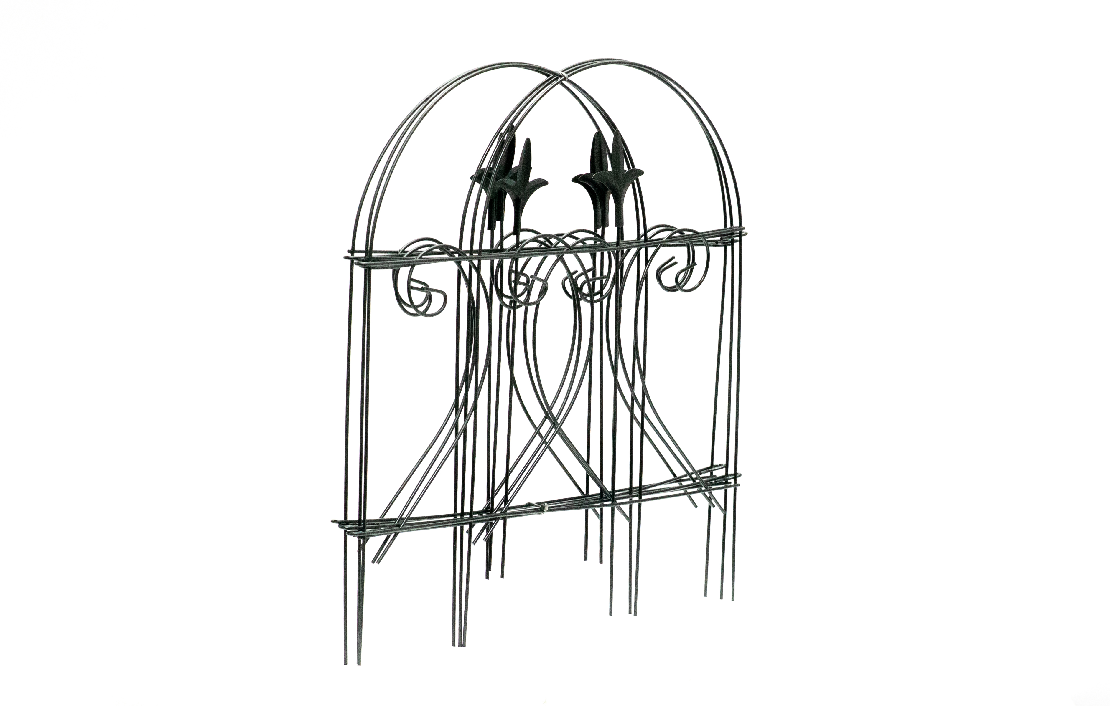 Glamos Wire 18 inch Folding Round Top Finial Decorative Fence Metal Half-Swirl 2 Pack 16 feet Total