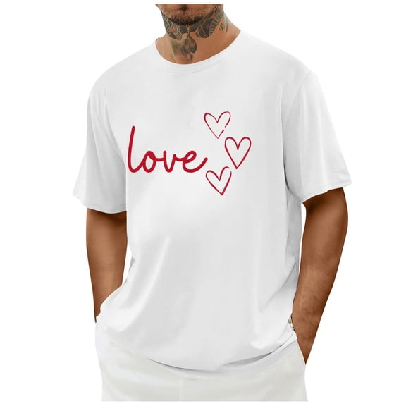 hotojiny Mens Valentine's Day T Shirts Casual Summer Short Sleeve Fashion Tees Breathable Graphic Shirt for Men Women