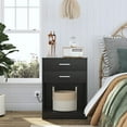 Nightstand End Side Table Storage Stand with USB Port&2 Sliding Drawers, Wooden Bedside