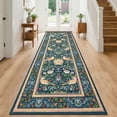 thumbnail image 2 of Hasoo Modern Floral Botanical Bird Runner Washable 2' x 6' Throw Rug for Hallway Enterway Neutral Indoor Blue Carpet, 2 of 6