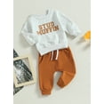 thumbnail image 3 of Wassery Toddler Boys 2PCS Fall Pants Sets Long Sleeve Crew Neck Letter Print Sweatshirt Drawstring Pants 6M 12M 18M 2T 3T Infant Baby Boys Track Clothes, 3 of 8