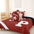 thumbnail image 4 of Erosebridal Teens Football Gaming Letter P Monogrammed Full Size Comforter Sets 3 Pieces,Girls Boys Sport Rugby Gamer Bedding Sets,Black Reversible,Luxury Bedroom Decor, 4 of 6