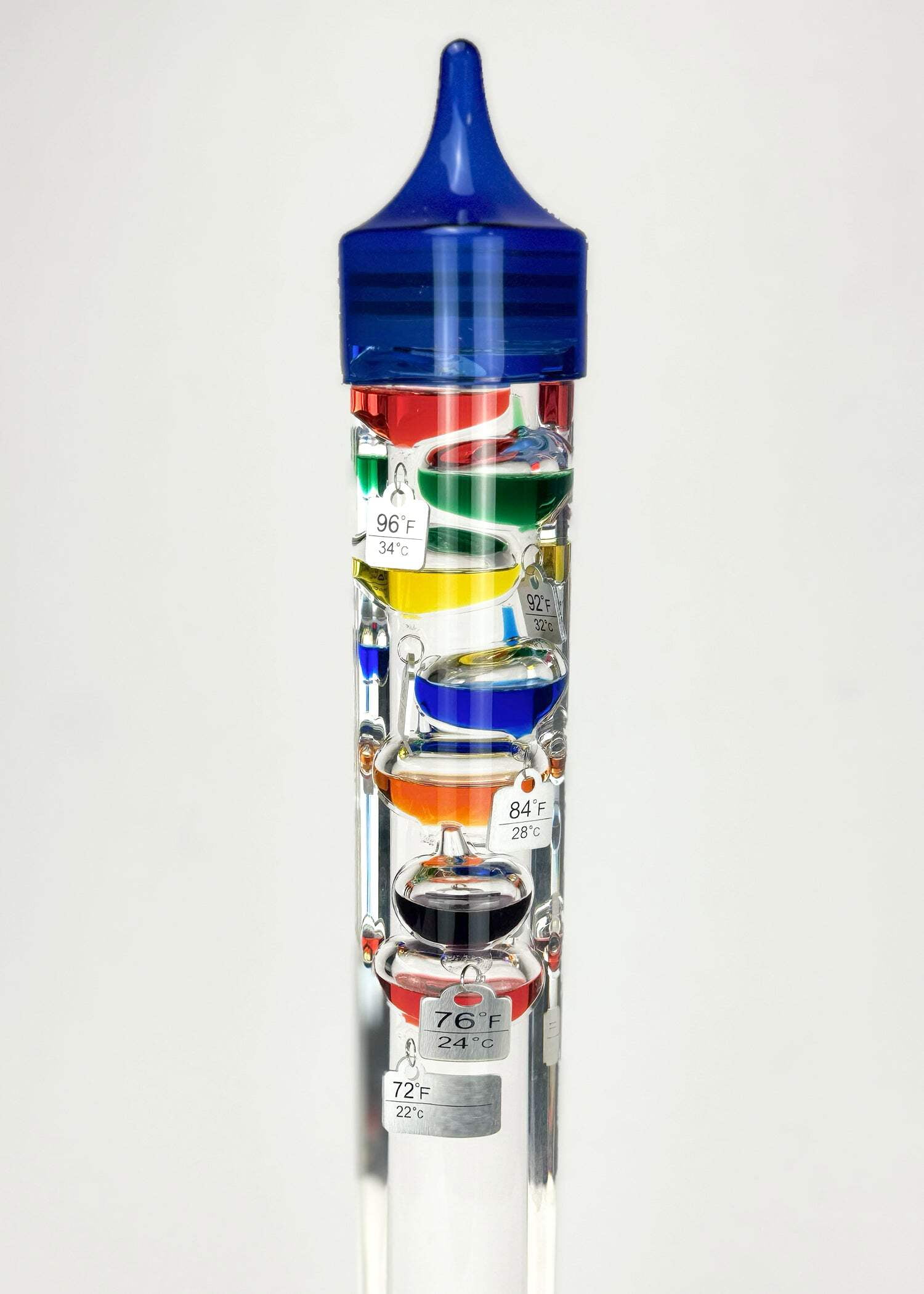 25" Tall Square Tube Galileo Thermometer With Wooden Base - 2025 UPDATE
