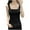 Black, variant on Womens Square Neck Double Layered Tank Top, Women's Sleeveless Double-Layer T Shirts