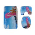 thumbnail image 1 of ABPHQTO Chanclas de colores en la playa Juego de alfombras de baño de 3 piezas Alfombra de baño Alfombra de contorno y tapa de inodoro, 1 of 2