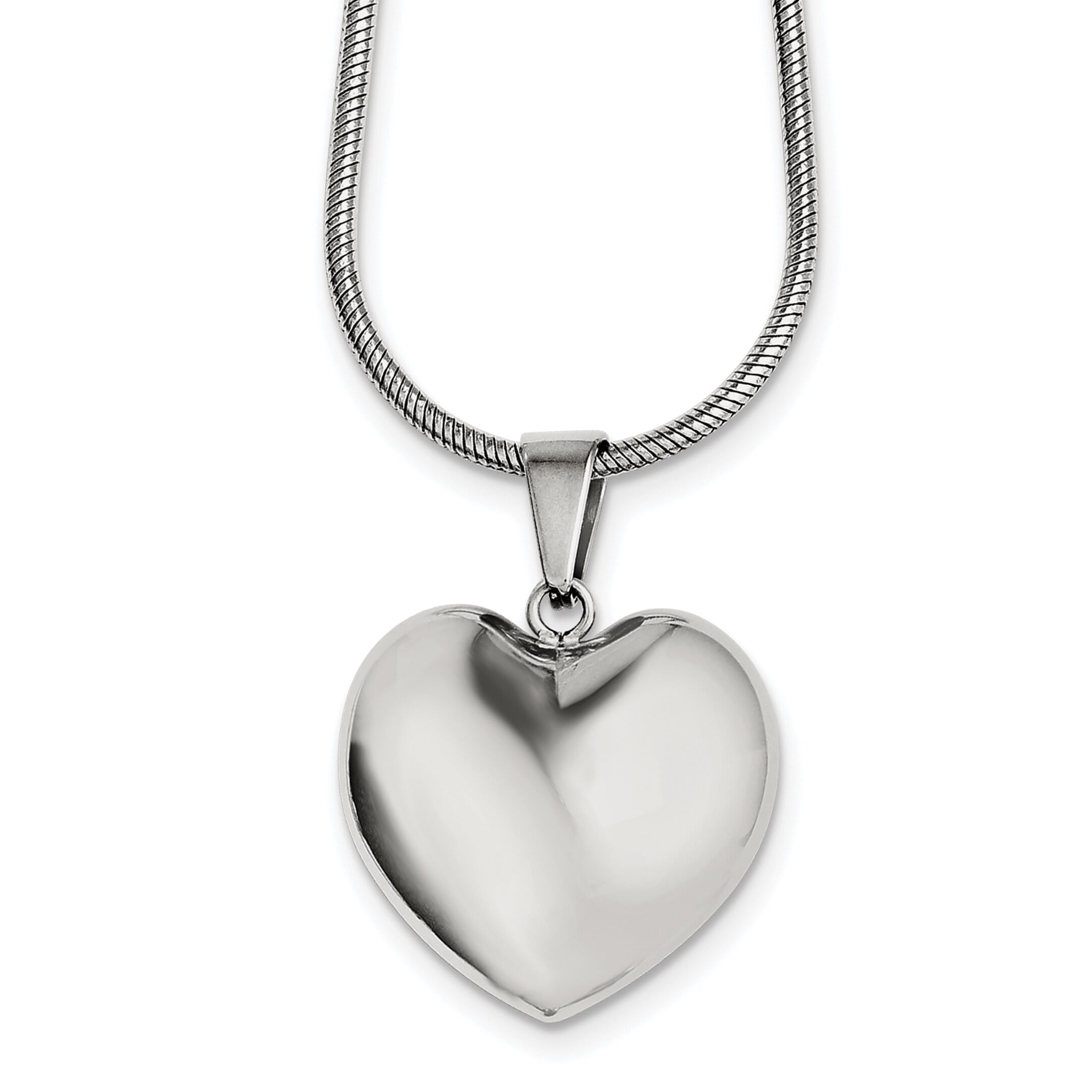 Chisel Stainless Steel Puffed Heart 20in Necklace ユニセックス-