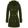 thumbnail image 2 of Trench Coat for Women Mid-length Hooded Double Breasted Dressy Casual Pea Coat Belted Fall Jacket with Pockets (XL, Green), 2 of 7