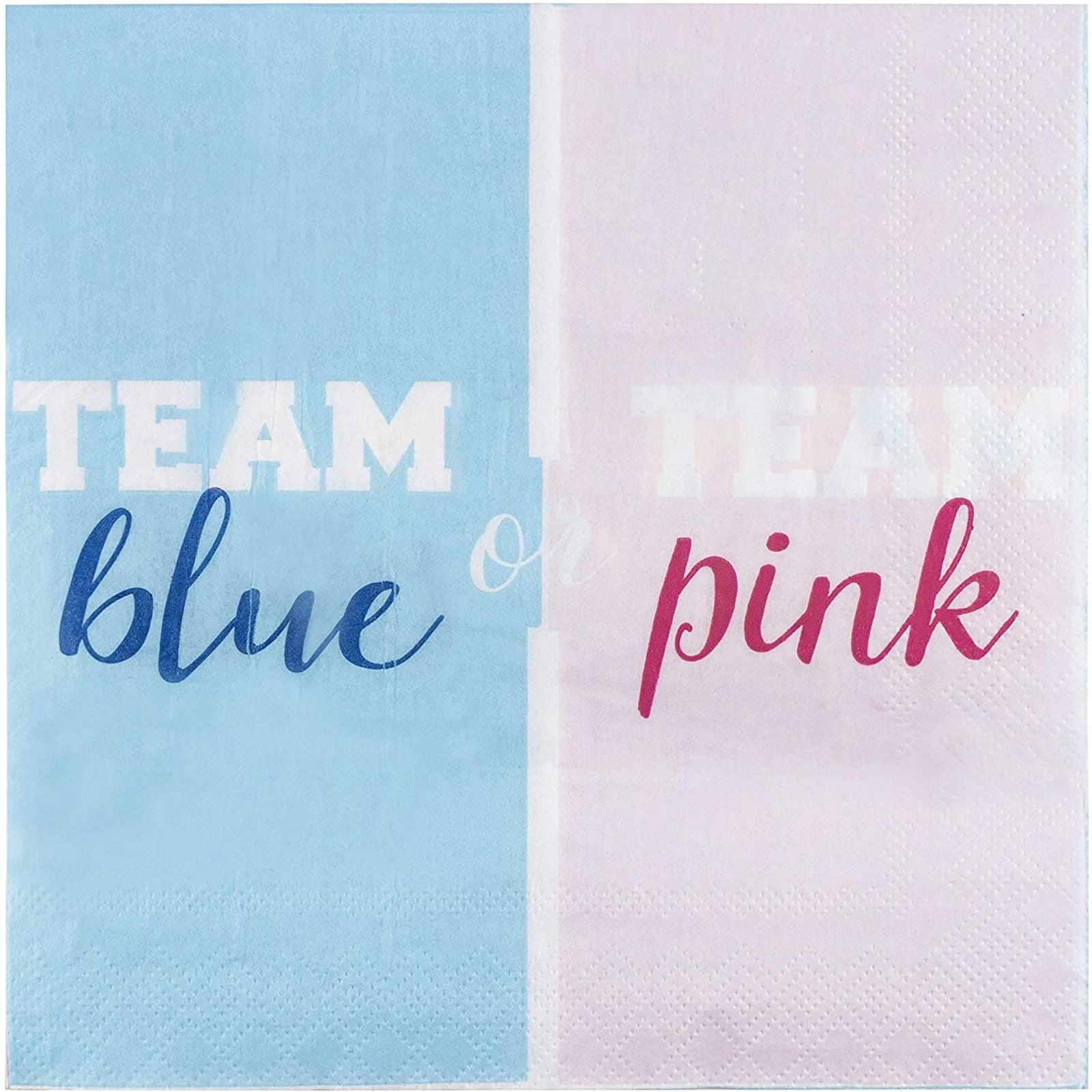 150-Pack Team Blue or Pink Party Napkins, 2-Ply Disposable Paper Luncheon Napkins for Gender Reveal, Baby Shower Supplies, Folded 6.5 inches
