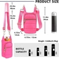 thumbnail image 3 of Water Bottle Holder with Strap Water Bottle Carrier Bag Quilted Puffer Sling Purse Crossbody Hydro Bag for Women Walking, 3 of 6