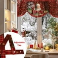 thumbnail image 5 of Merry Christmas Tie Up Valances Curtain, Santa Claus Gift Stars Red Plaid Adjustable Rod Pocket Short Window Treatment Tie Up Curtains Valances for Kitchen Living Room Bathroom 42x18 Inches, 5 of 9