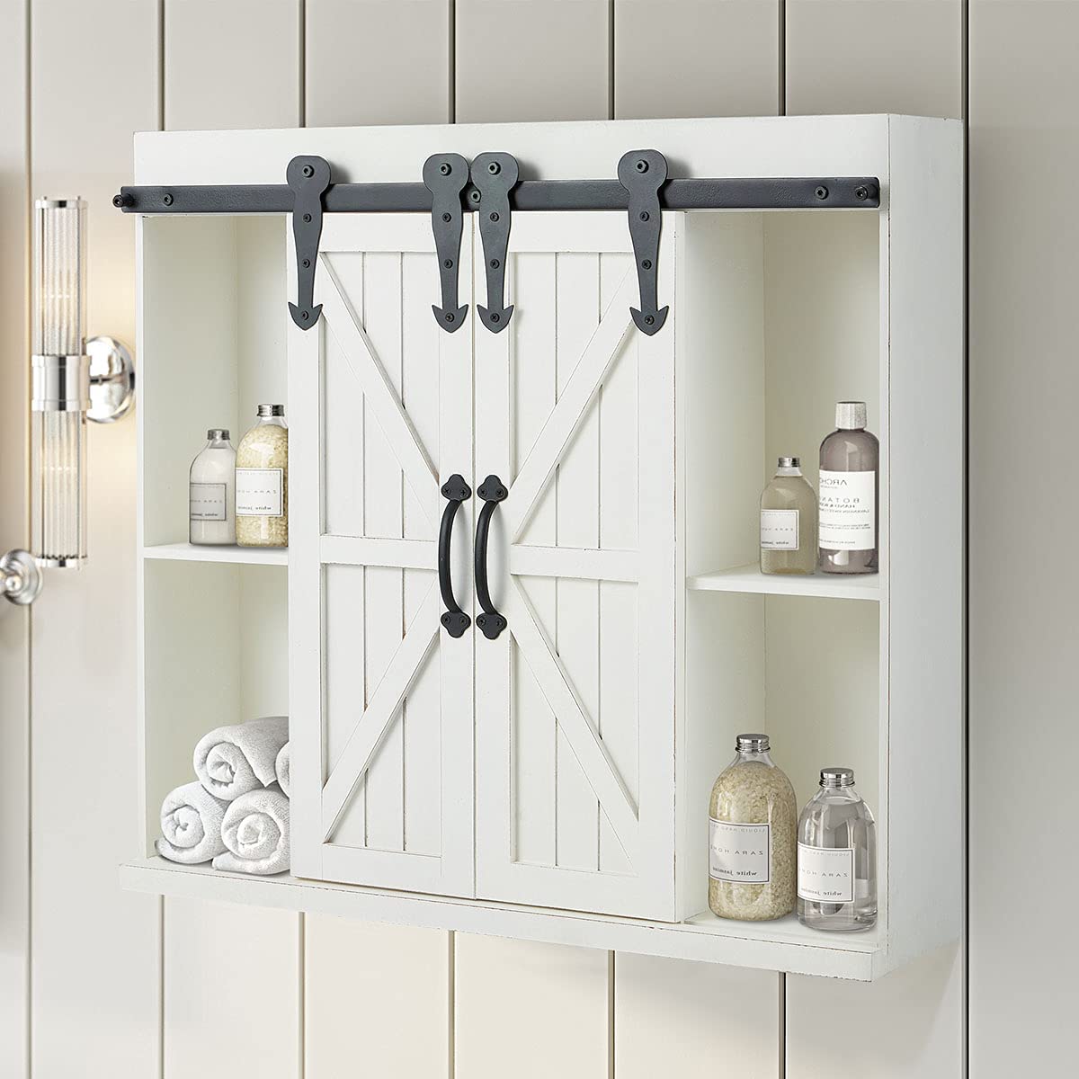 Wood Wall Storage 3Tier Organizer Bathroom