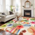 thumbnail image 5 of Tropical Leaves Area Rug 5x7 Washable Rug Non Slip Summer Vintage Coastal Flowers Coconut Fruits Large Area Rug Soft Stainresistant Indoor Floor Carpet for Living Room Bedroom Home Office Dining Room, 5 of 9