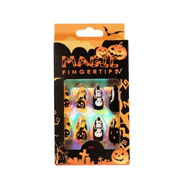GUANGHONG Halloween Artificial False Nails 24pcs Halloween Gothic Fake Nails with Glue 1ml