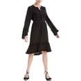thumbnail image 1 of Max Studio London Womens Ruffled Shirt Dress, Black, Medium, 1 of 1