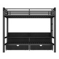 thumbnail image 4 of Bellemave Bunk Bed with storage and LED Lights, Twin XL Over Twin XL Metal Bunk Bed with Pull-Out Folding Bed, Heavy Duty Bunk Bed Frame USB Ports and Shelves-Black, 4 of 8