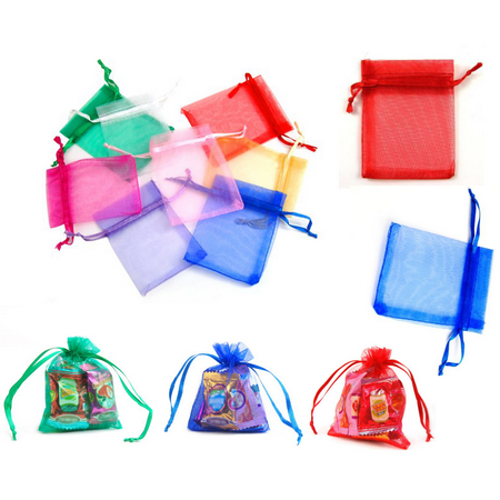 100PCS Mixed Organza Gift Bags Jewellery Pouch Small Organza Gift Pouches