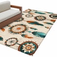 thumbnail image 2 of 3'x5' Area Rugs, Geometric Feathers Indoor Outdoor Area Rug for Living Room Bedroom, Boho Ethnic Retro Country Motifs Washable Bathroom Rugs Kitchen Floor Carpet Mats Home Decor Aesthetic, 2 of 8