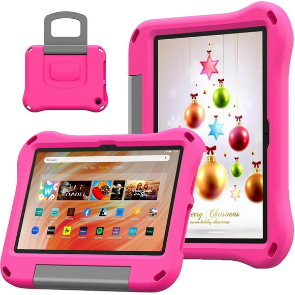Funda para tablet Riaour Fire HD 10 Kids a prueba de golpes con soporte, color rosa