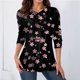 thumbnail image 3 of Gibobby Blusa Manga Larga Moda Cuello redondo Manga corta Camiseta con estampado de amor Tops de manga larga para mujer Blusas con botones y cuello en V fruncidos Camisas casuales（Rosa， S), 3 of 4