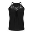 thumbnail image 4 of CheerKidz Women's Fashion Lace Round Neck Tank Top Solid Color Blouse, Summer 2025 Romantic Sleeveless Tee,Party Playwear(Black,S), 4 of 6