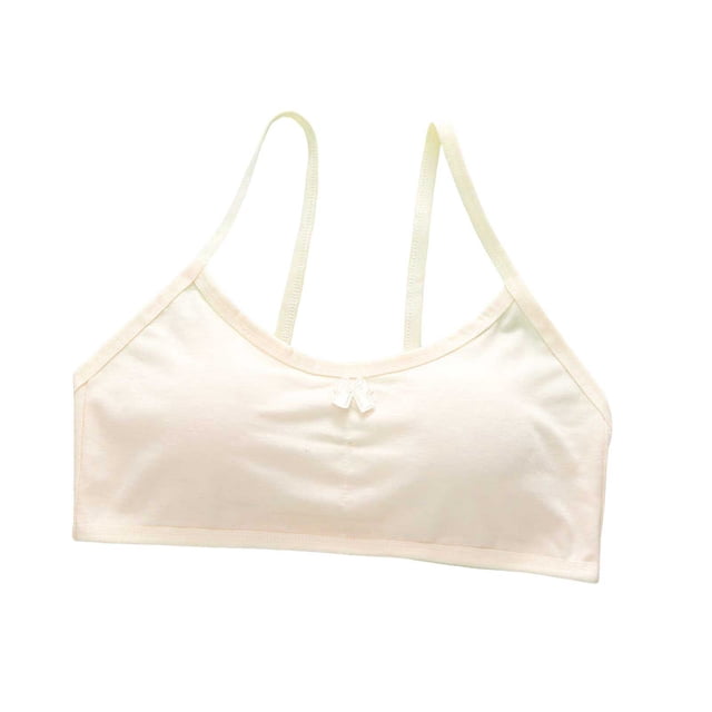 MIASHUI Girls Padded Training Bra Crop Tops Lightweight Seamless Bra,Beige,8-14 Years