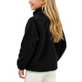 thumbnail image 4 of XYAIYT Fleeced Jackets for Girls Kids Stand Collar Zipper Up Thickened Coat Solid Color Outerwear Winter Casual, 4 of 5
