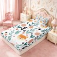 thumbnail image 5 of Manfei Cute Fox Twin Sheets 3pcs,Cartoon Flowers Bedding,1 Flat Sheet,1 Fitted Sheet and 1 Pillowcase, 5 of 6