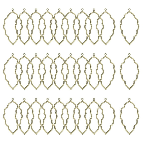 30-Pack Open Bezels for Resin, Leaf Shape Open Back Bezel Pendants for Resin Jewelry Making/DIY Earrings Necklace, Alloy Hollow Frame Pendants [Bronze Tone]