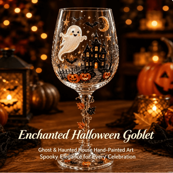 Halloween 3D Wine Glass Collection Gift Box Set, Halloween Embossed Spooky Pattern Stemmed Goblets, Holiday Drinking Cups Party Table Bar Decor(A)