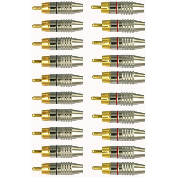 Hongchun 20Pcs RCA Male Connector, RCA Audio Video Connectors, RCA Terminal Audio Connector, RCA Solder Connector, RCA Plug Jack Connectors（5.5 * 2.1）